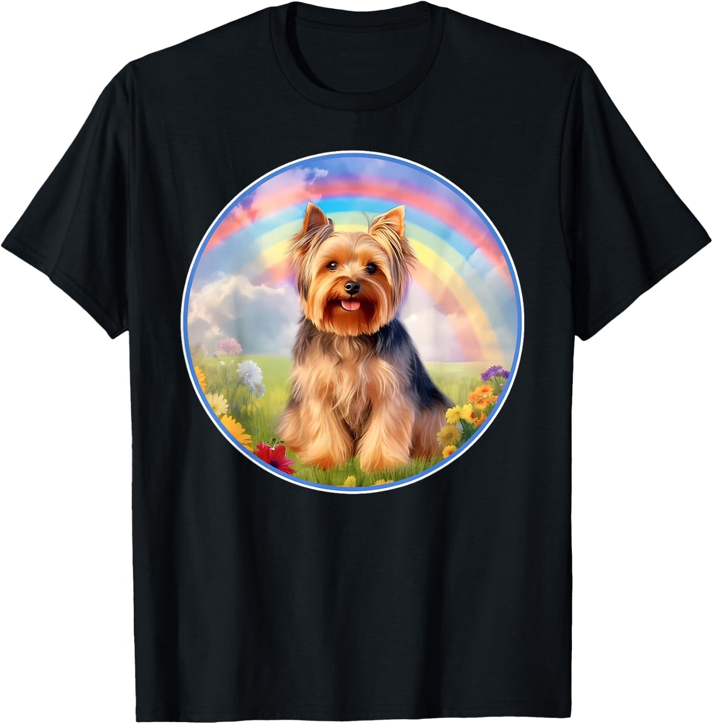 Yorkie Rainbow Bridge Cute Yorkshire Terrier Memorial T-Shirt - T-Shirt | Black