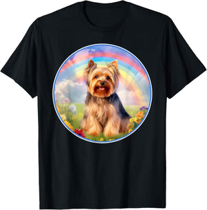 Yorkie Rainbow Bridge Cute Yorkshire Terrier Memorial T-Shirt - T-Shirt | Black