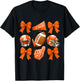 Orange Coquette Football Cheer Game Day Women Boy Men T-Shirt - T-Shirt | Black