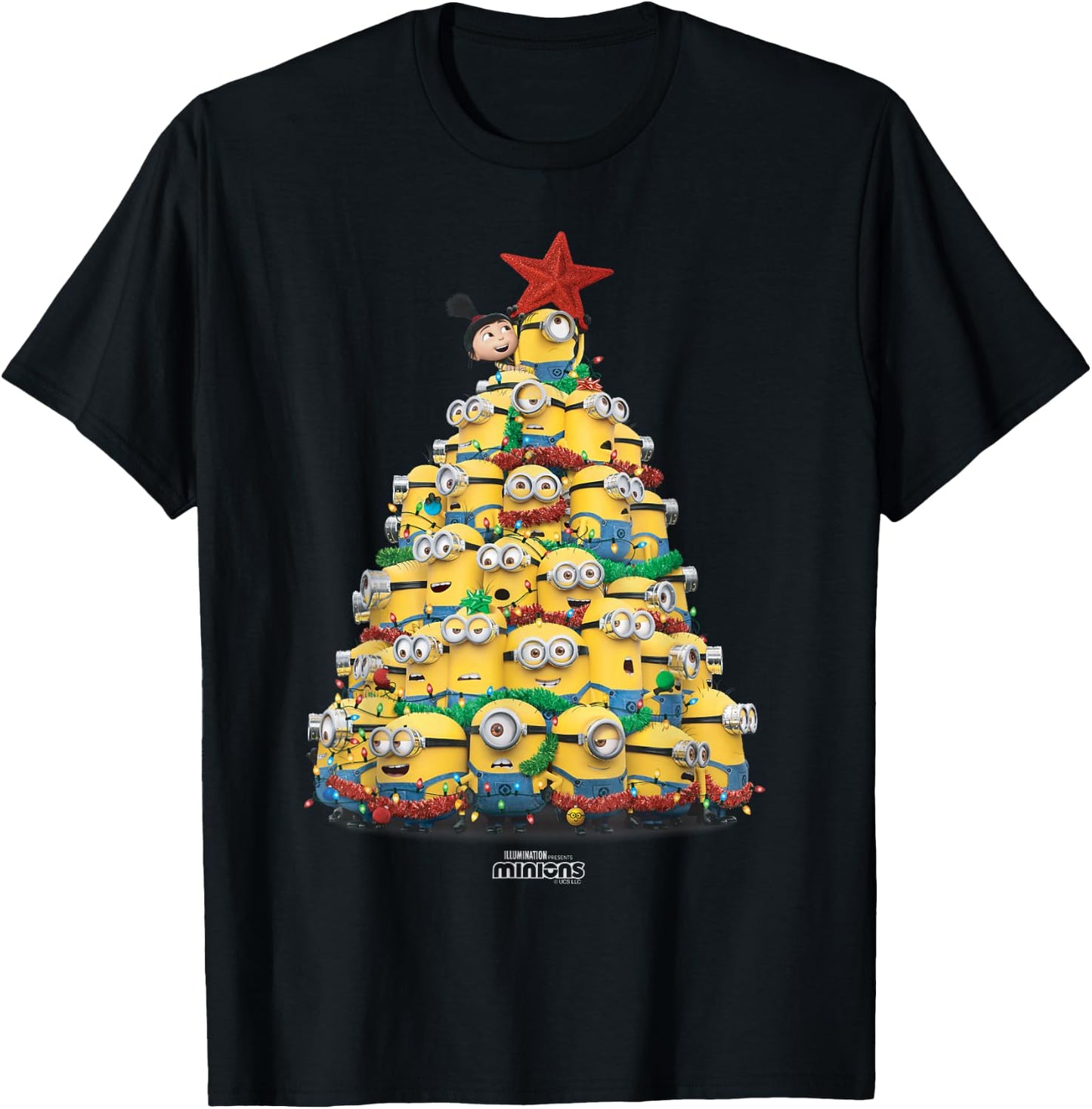 Minions Christmas Tree , black T-Shirt - T-Shirt | Black