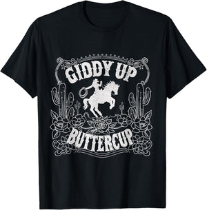 Giddy Up Buttercup Country Western Art T-Shirt - T-Shirt | Black