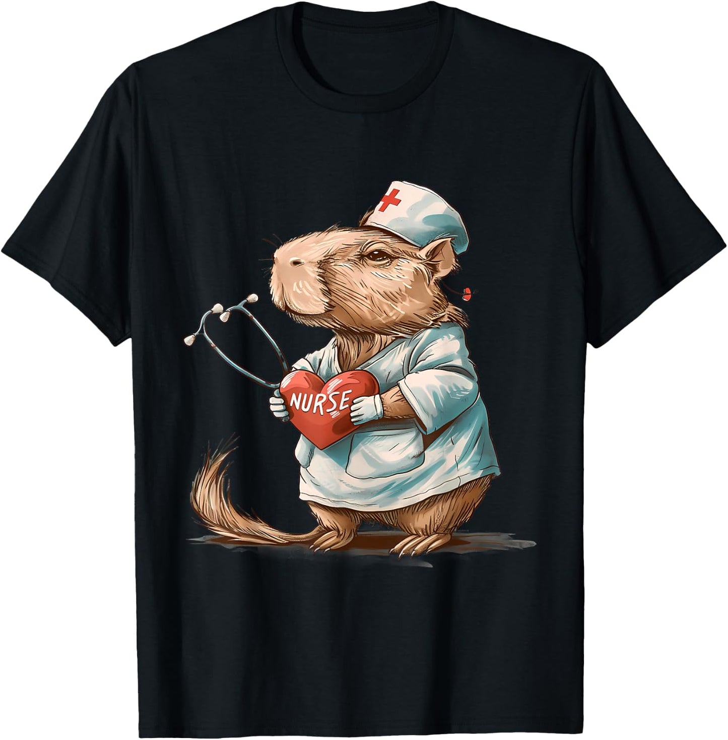 Capybara Stéthoscope d'infirmière Capybara Docteur T-Shirt - T-Shirt | Black