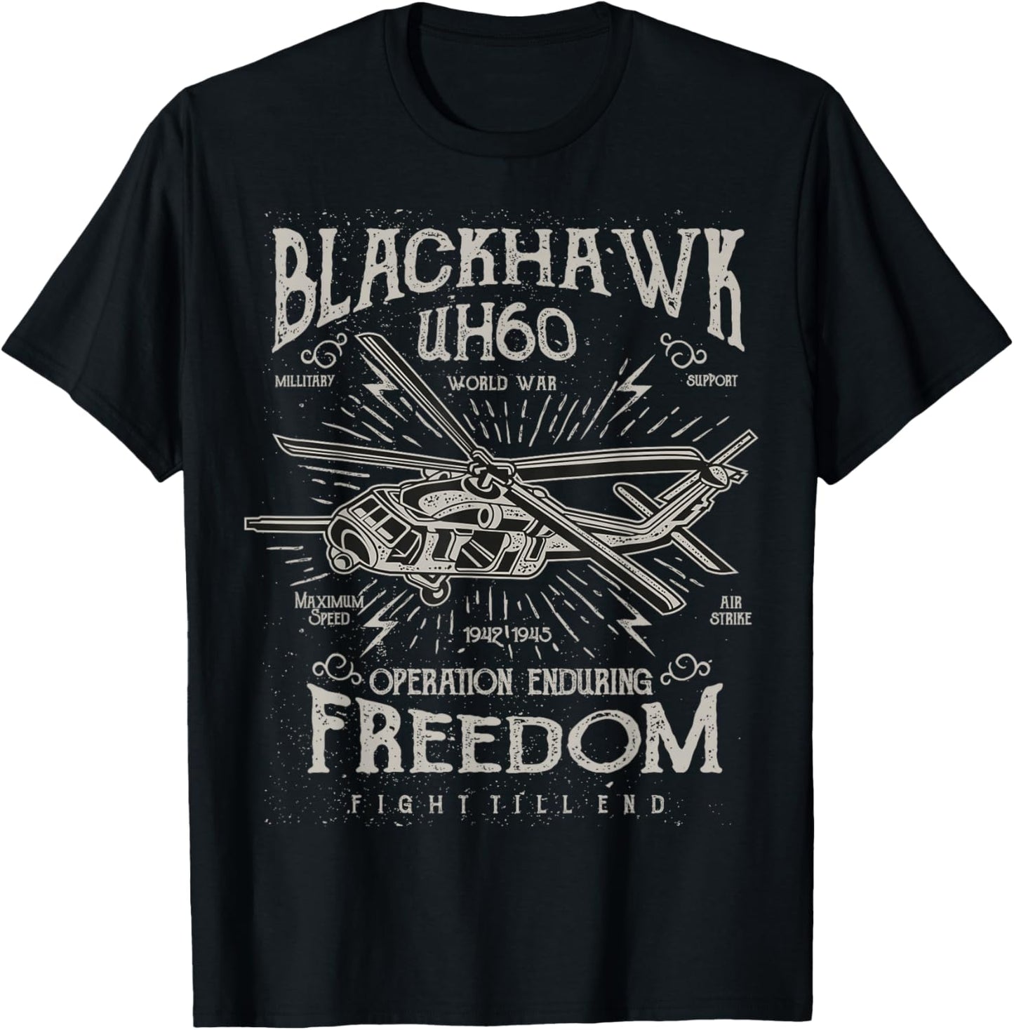 Air-Force Pilot Aviator Army USAF Black-Hawk T-Shirt - T-Shirt | Black