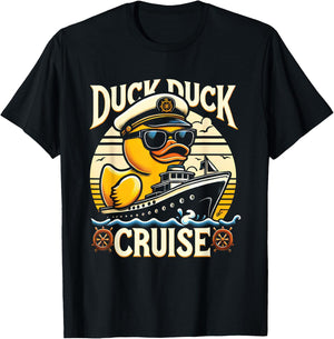 Vintage Duck Duck Cruise Funny Family Cruising Matching T-Shirt - T-Shirt | Black