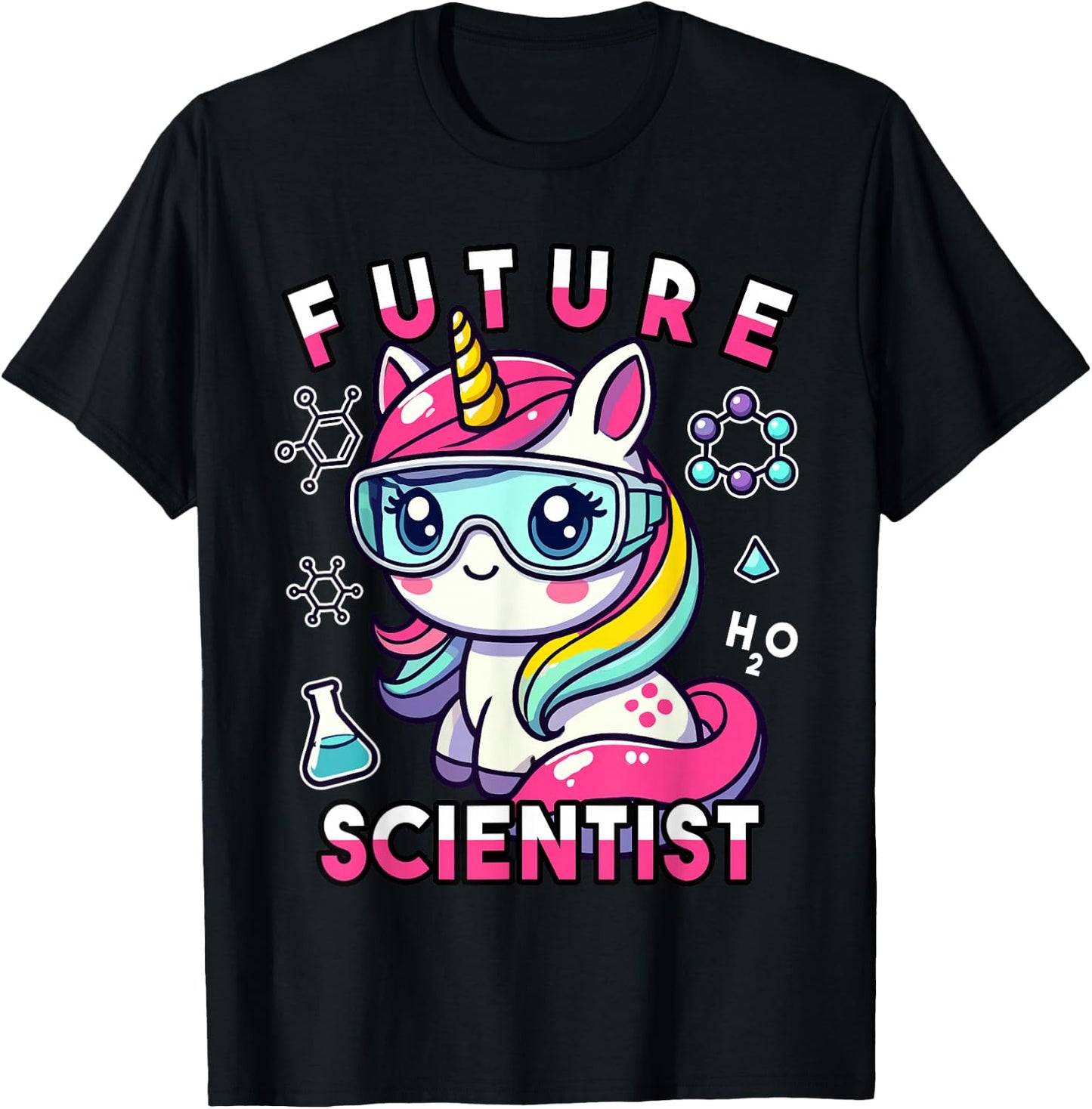 Future Scientist Girls Unicorn Lab Graphic T-Shirt - T-Shirt | Black