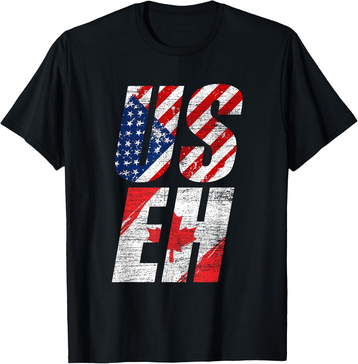 USEH Canadian Flag American USA 4th Of July Canada T-Shirt - T-Shirt | Black