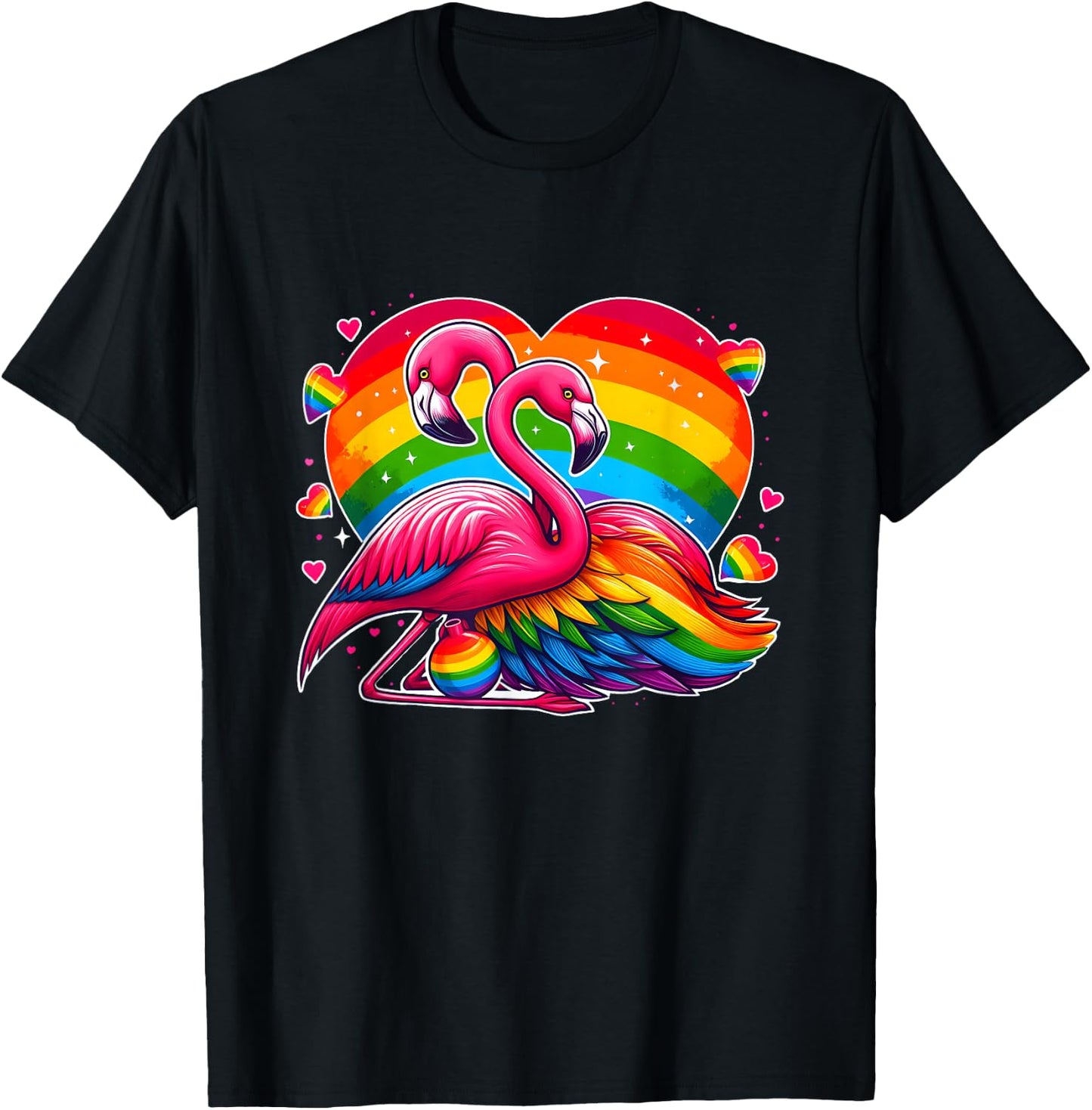 Gay Pride Pink Flamingo LGBT Pride Rainbow Flamingo Lover T-Shirt - T-Shirt | Black