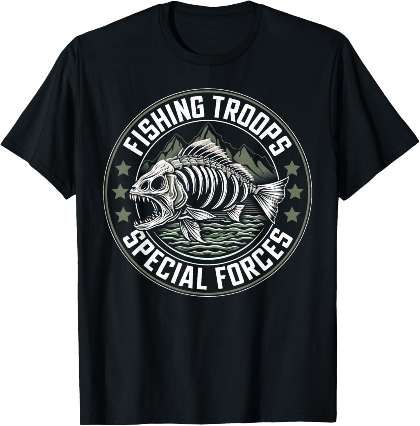 Fishing Troops Special Forces Funny Fisherman Saying , black T-Shirt - T-Shirt | Black