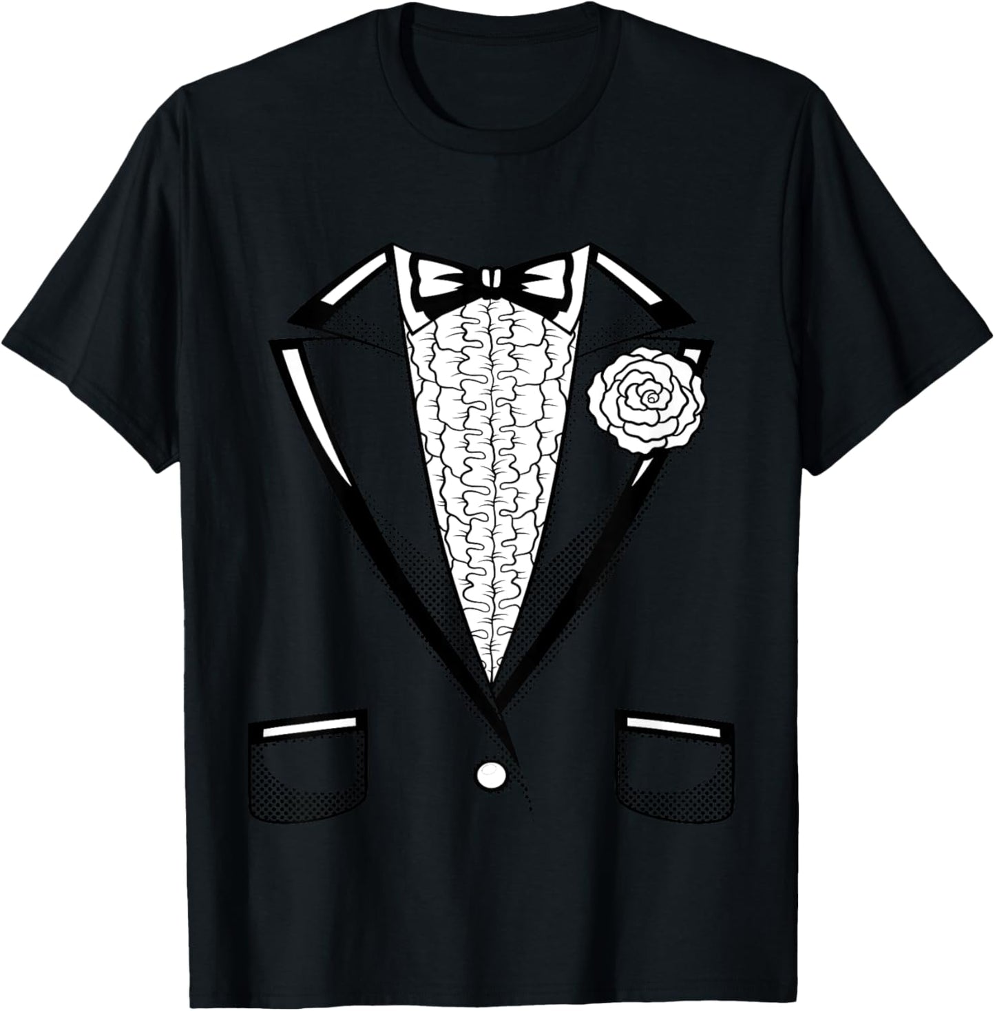 Kids Tuxedo | Boys Girls Halloween Prom Black Bowtie T-Shirt - T-Shirt | Black