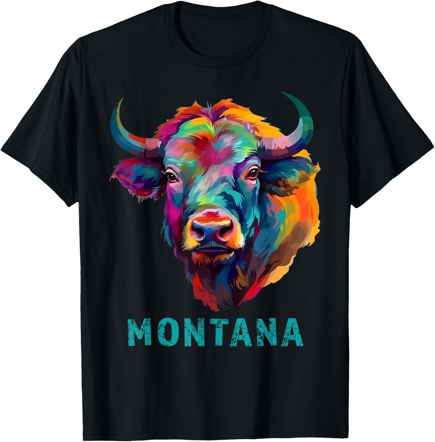 Montana American Bison Lover Graphic Buffalo Souvenir T-Shirt - T-Shirt | Black