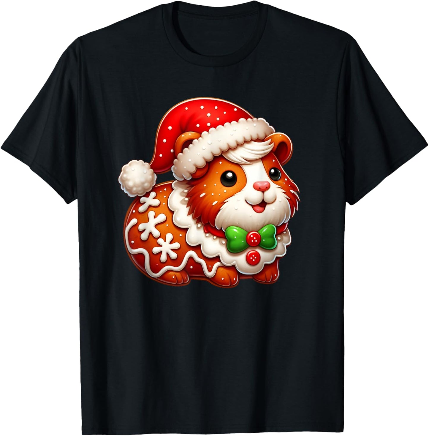 Funny Gingerbread Man Guinea Pig Christmas Kids T-Shirt - T-Shirt | Black