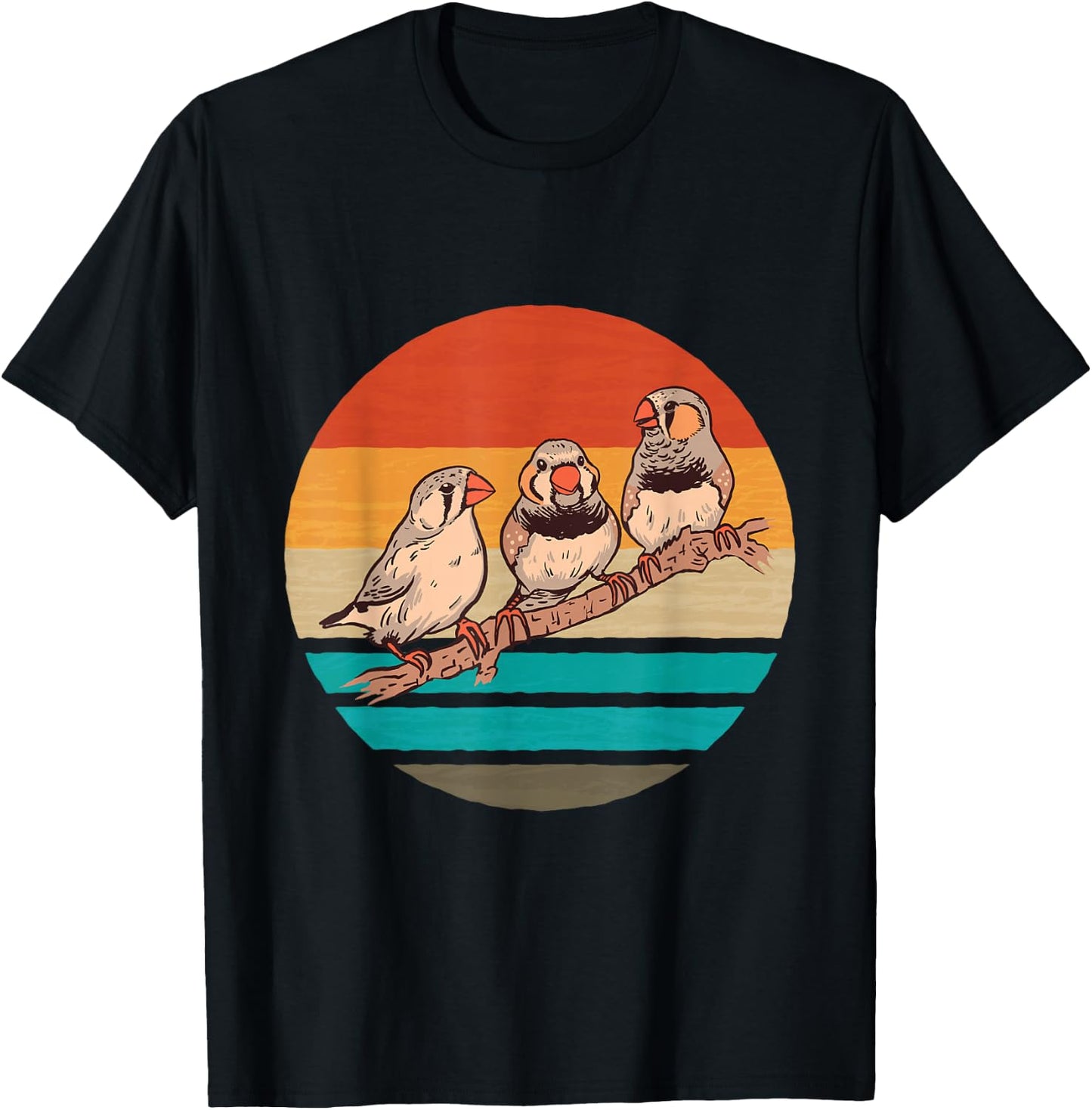 Zebra Finches Birds Retro Ornithologist Zebra Finch Bird T-Shirt - T-Shirt | Black