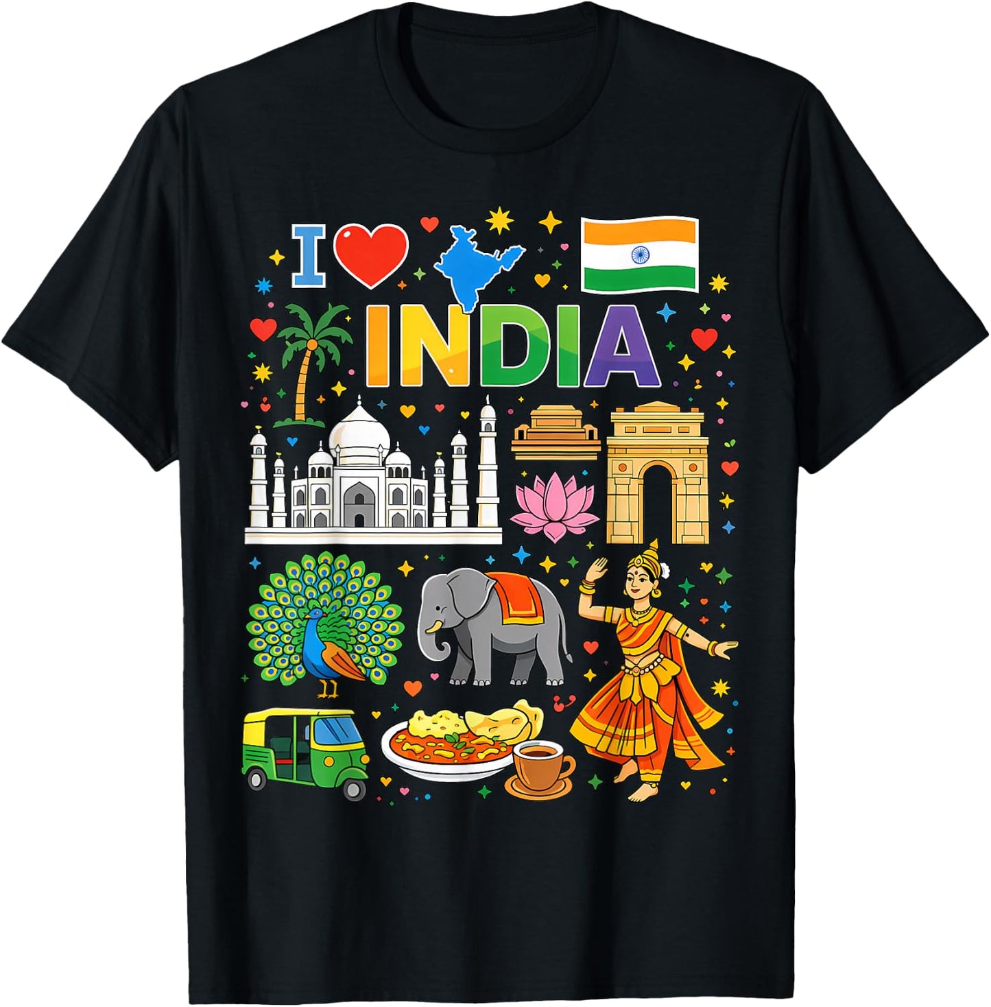 I Love India Reise-Souvenir Indianer T-Shirt - T-Shirt | Black