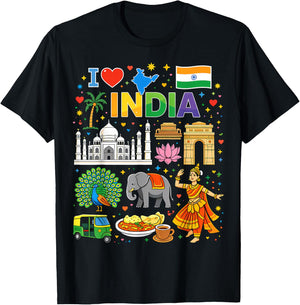 I Love India Reise-Souvenir Indianer T-Shirt - T-Shirt | Black