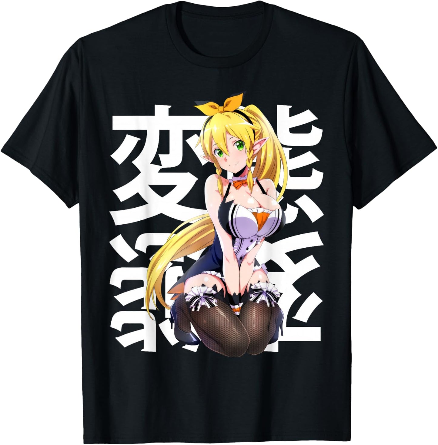 Anime Japonais Kawaii Waifu Elf Otaku Manga Cosplay T-Shirt - T-Shirt | Black