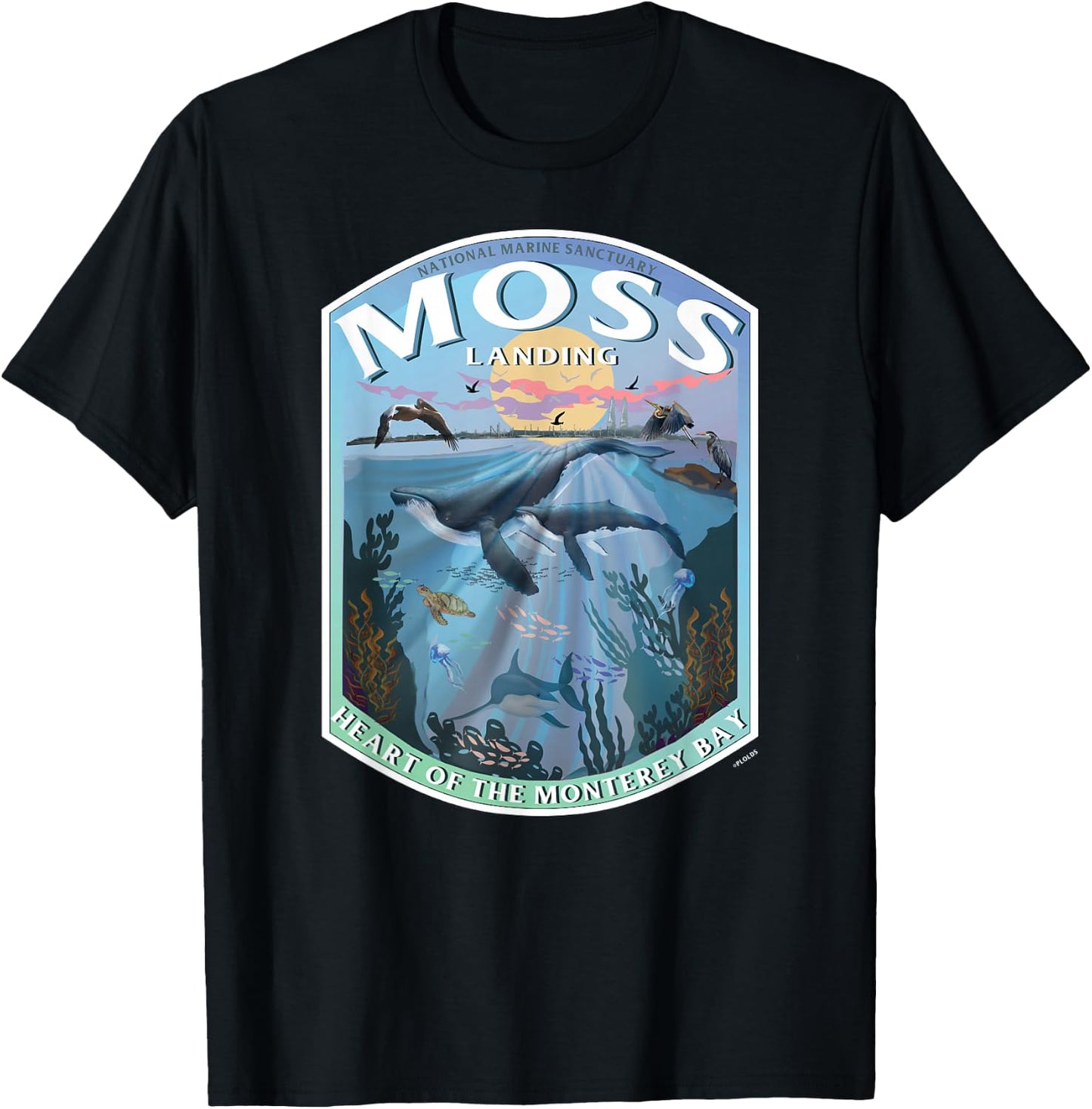 Moss Landing California Monterey Heart of the Bay Souvenir T-Shirt - T-Shirt | Black
