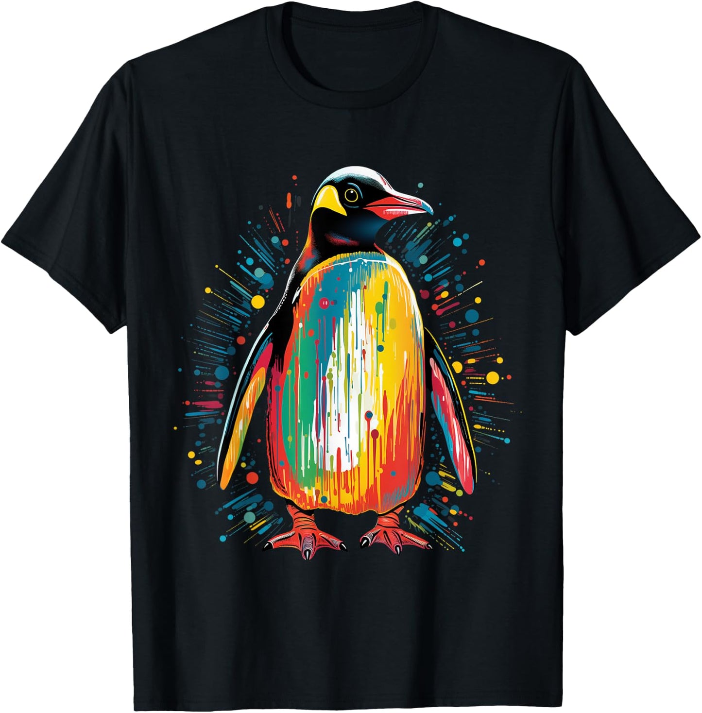 Penguin Colorful Artwork Kids Penguin Lover T-Shirt - T-Shirt | Black