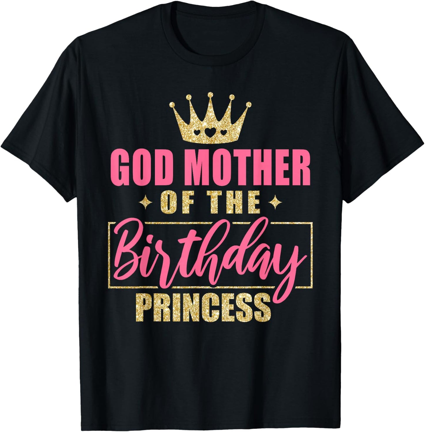 IZI POD Godmother Of The Birthday Princess Girls Party - Black, Small T-Shirt - T-Shirt | Black