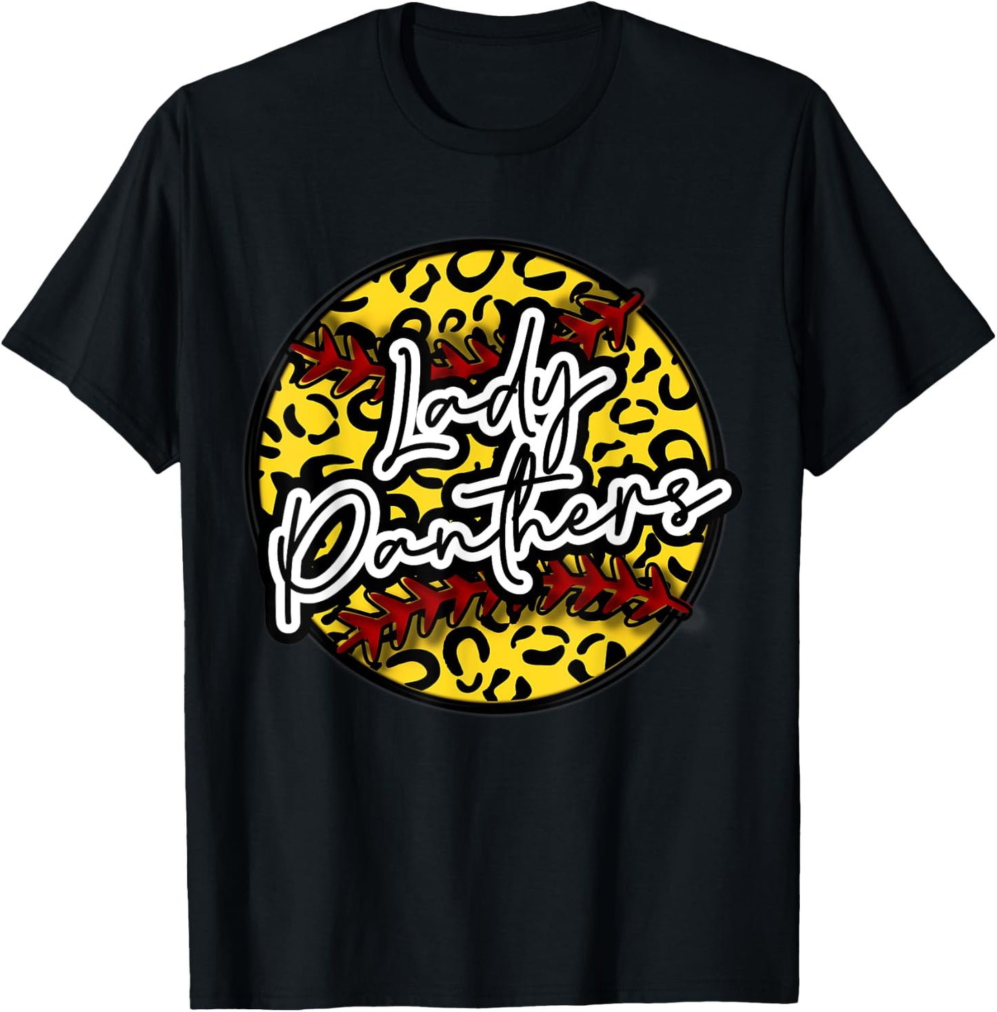 LADY PANTHER Leopard Cheetah Softball Team Trendy Cute Woman T-Shirt - T-Shirt | Black