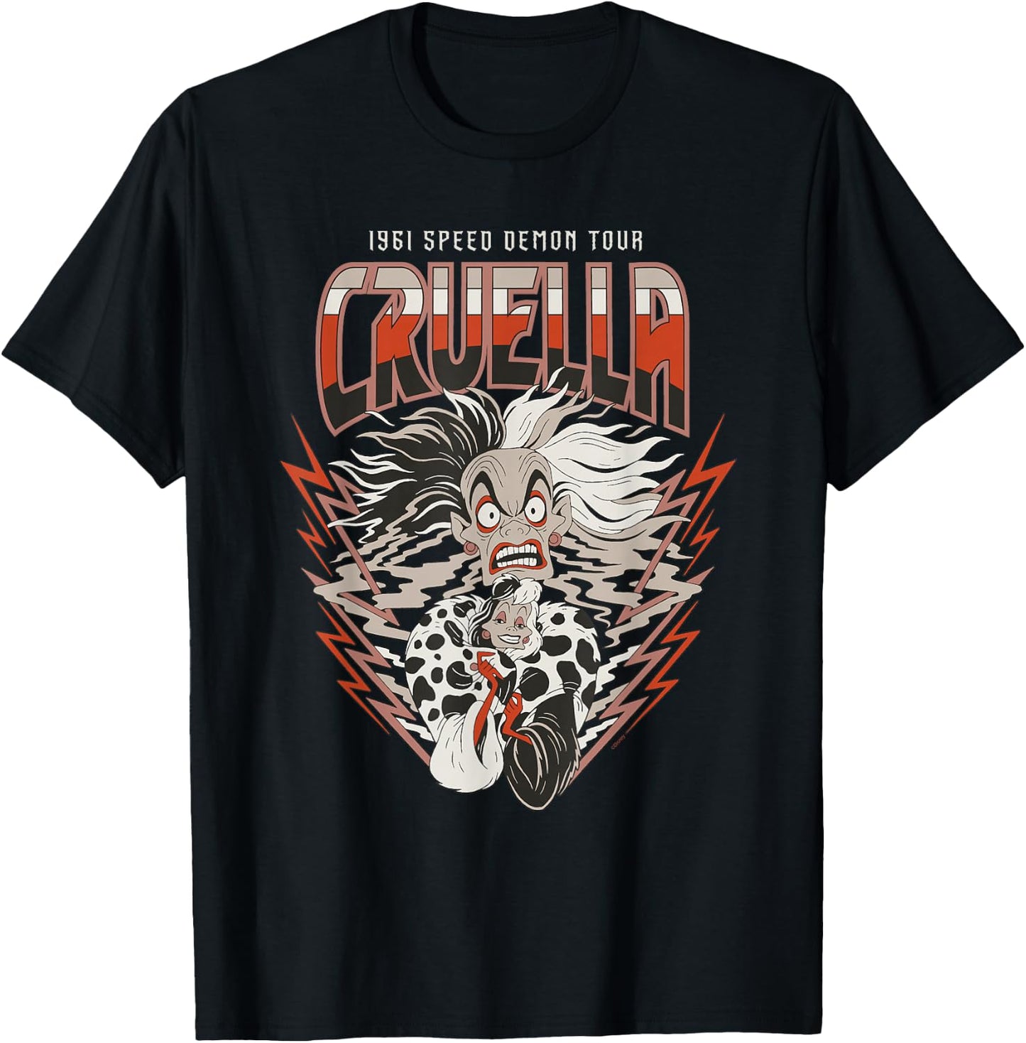 Disney Villains Cruella De Vil 1961 Speed Demon Tour Band T-Shirt - T-Shirt | Black