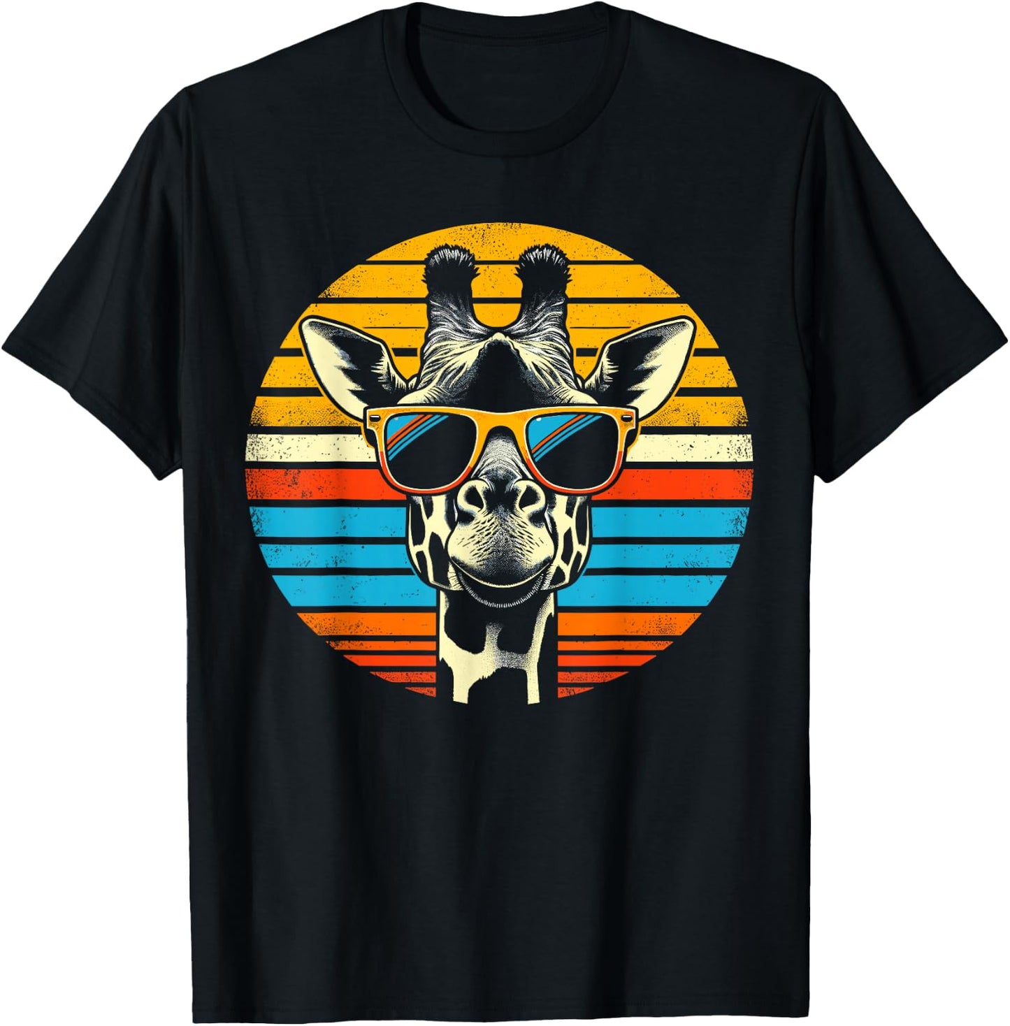 Giraffe Vintage Sunglasses T-Shirt - T-Shirt | Black