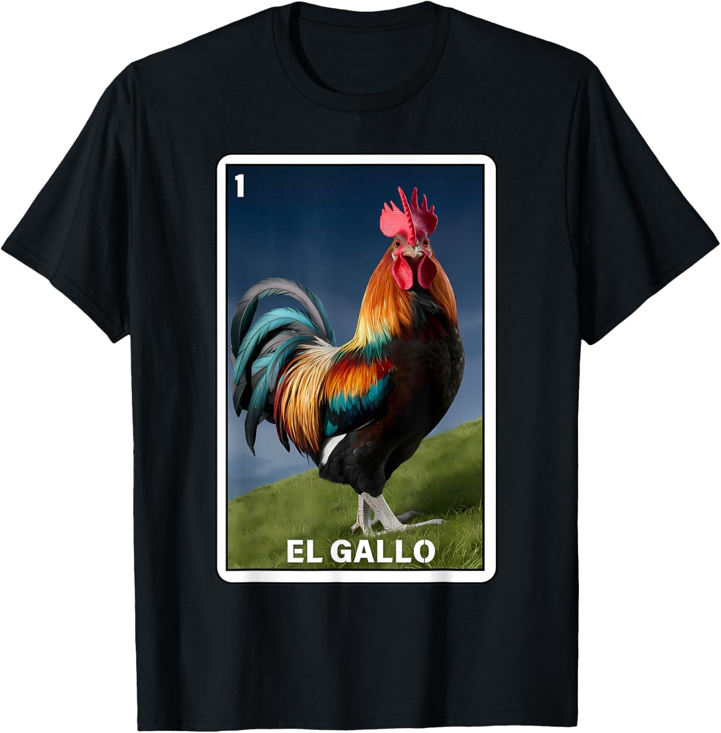 El Gallo Mexican Lottery Bingo Game Traditional Rooster Card T-Shirt - T-Shirt | Black