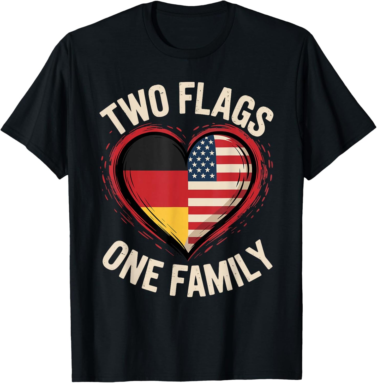Two Flags One Family American German USA America Germany T-Shirt - T-Shirt | Black