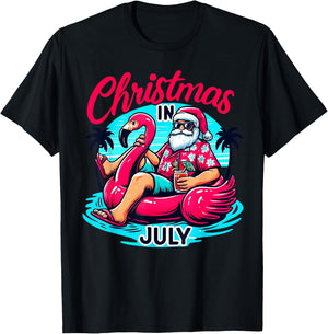 Funny Christmas In July Shirt Summer Vacation Gifts Santa T-Shirt - T-Shirt | Black