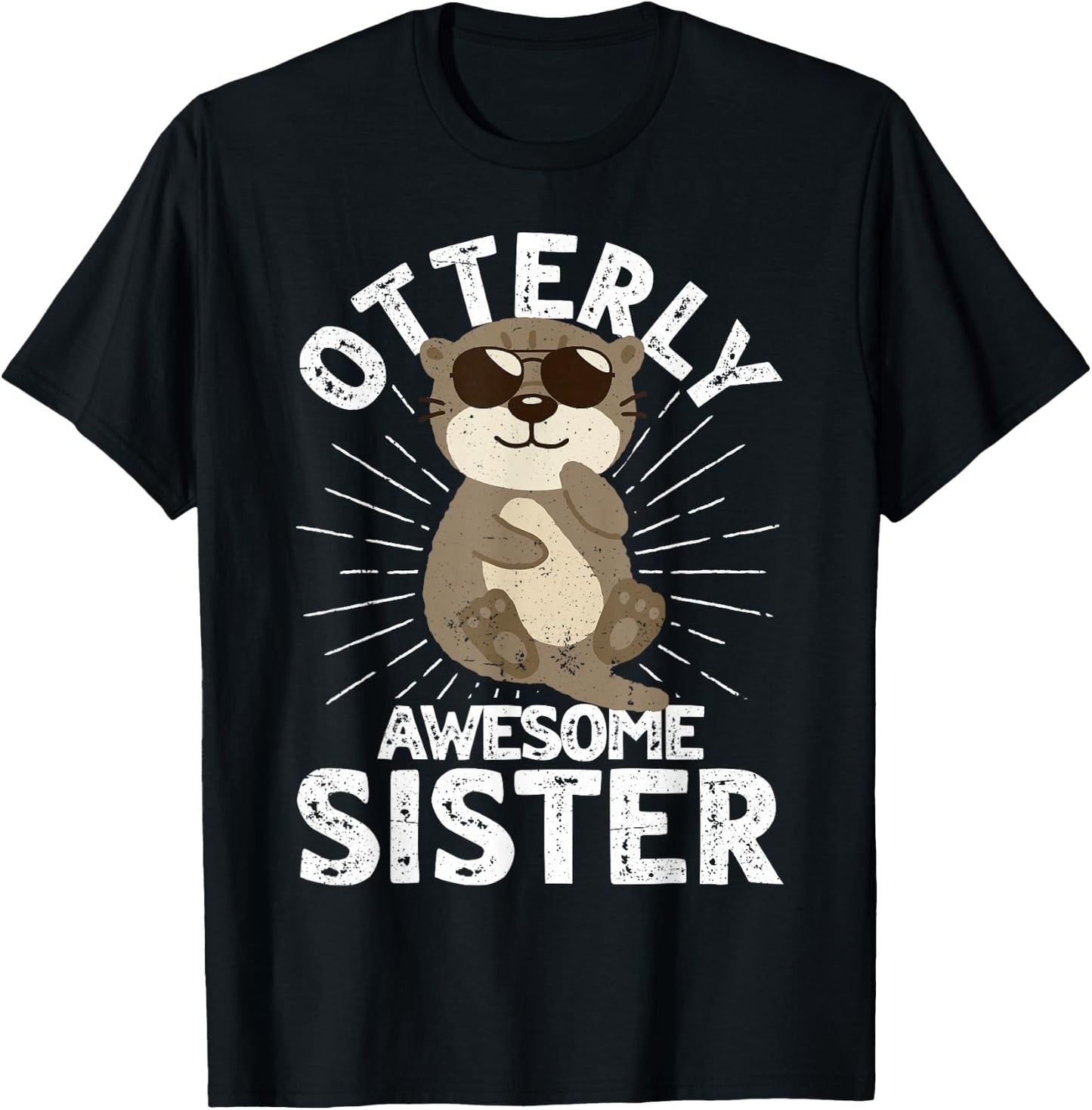 Funny Sister Otterly Awesome Sister Otter Graphic T-Shirt - T-Shirt | Black