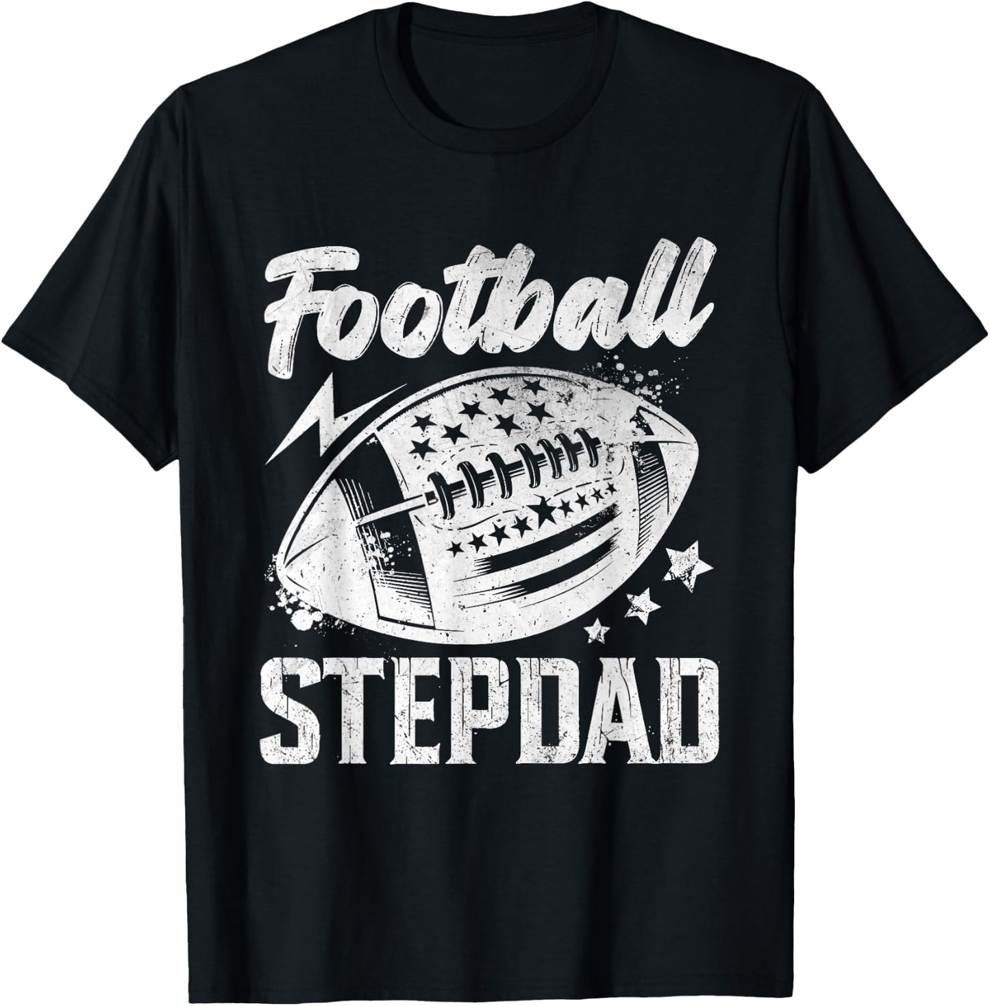 Vintage Football Stepdad Gifts For Father's Day Dad Grandpa T-Shirt - T-Shirt | Black