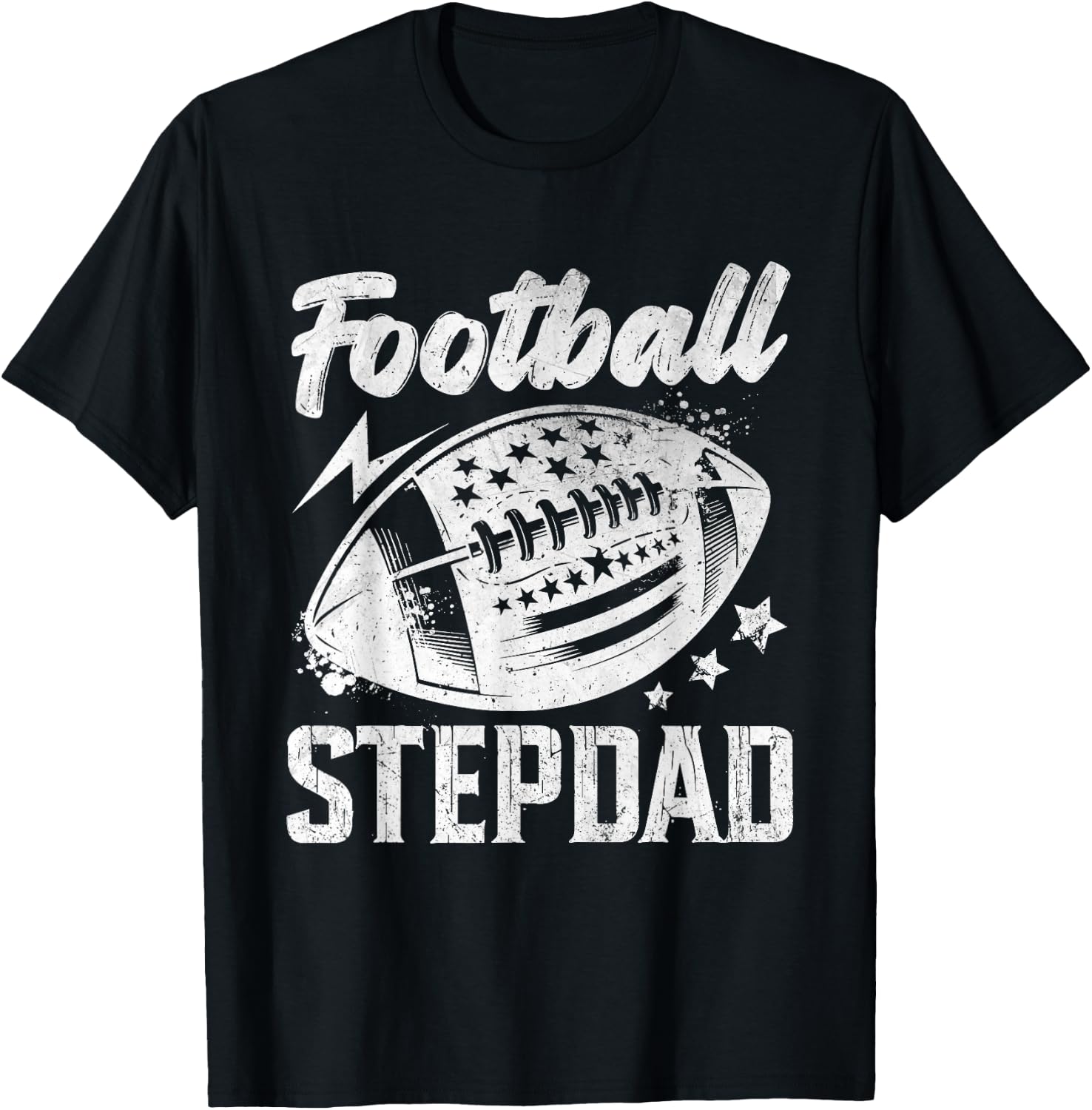 Vintage Football Stepdad Gifts For Father's Day Dad Grandpa T-Shirt - T-Shirt | Black