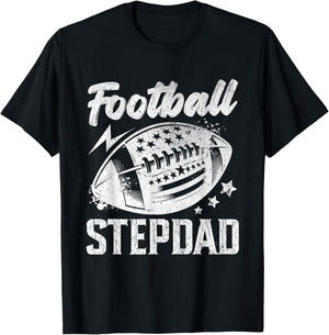 Vintage Football Stepdad Gifts For Father's Day Dad Grandpa T-Shirt - T-Shirt | Black