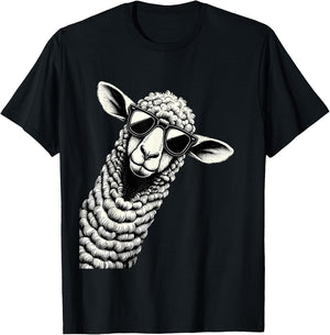 Funny Sheep Wearing Sunglasses for Farmers Sheep Herder T-Shirt - T-Shirt | Black