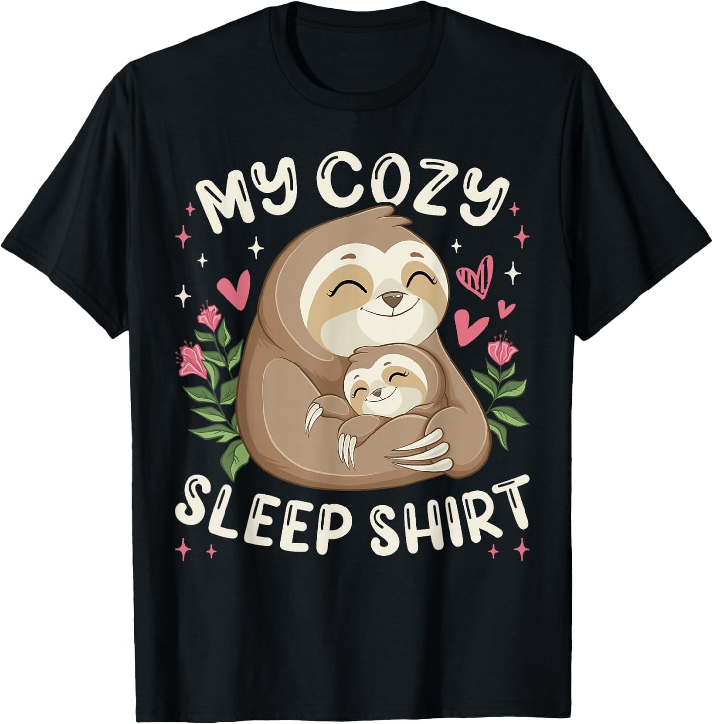 My Cozy Sleep Shirt, Sleeping Sloth with Baby T-Shirt - T-Shirt | Black