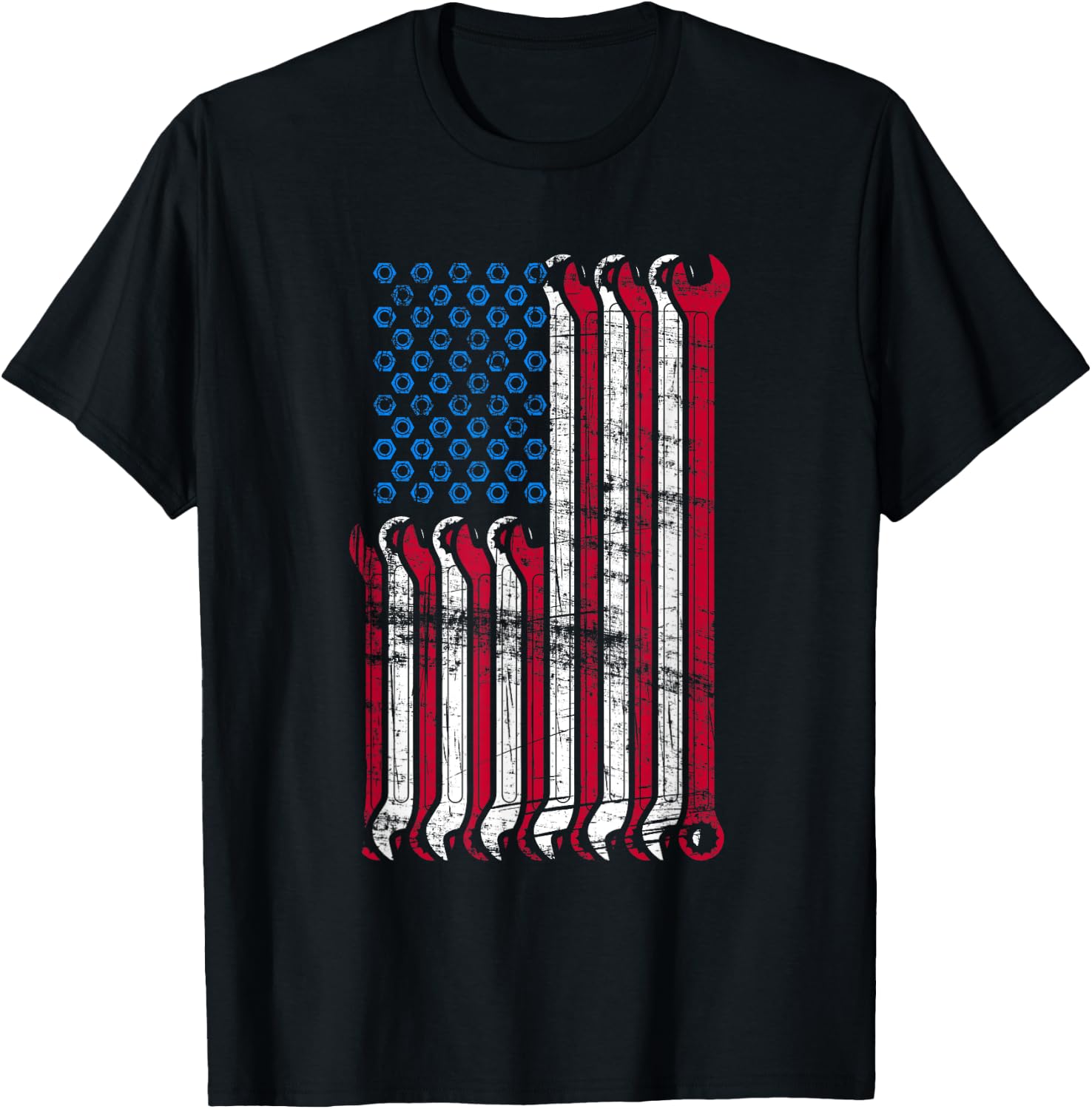 American Flag Mechanic Combination Wrenches Gift Girls Kids Men T-Shirt - T-Shirt | Black