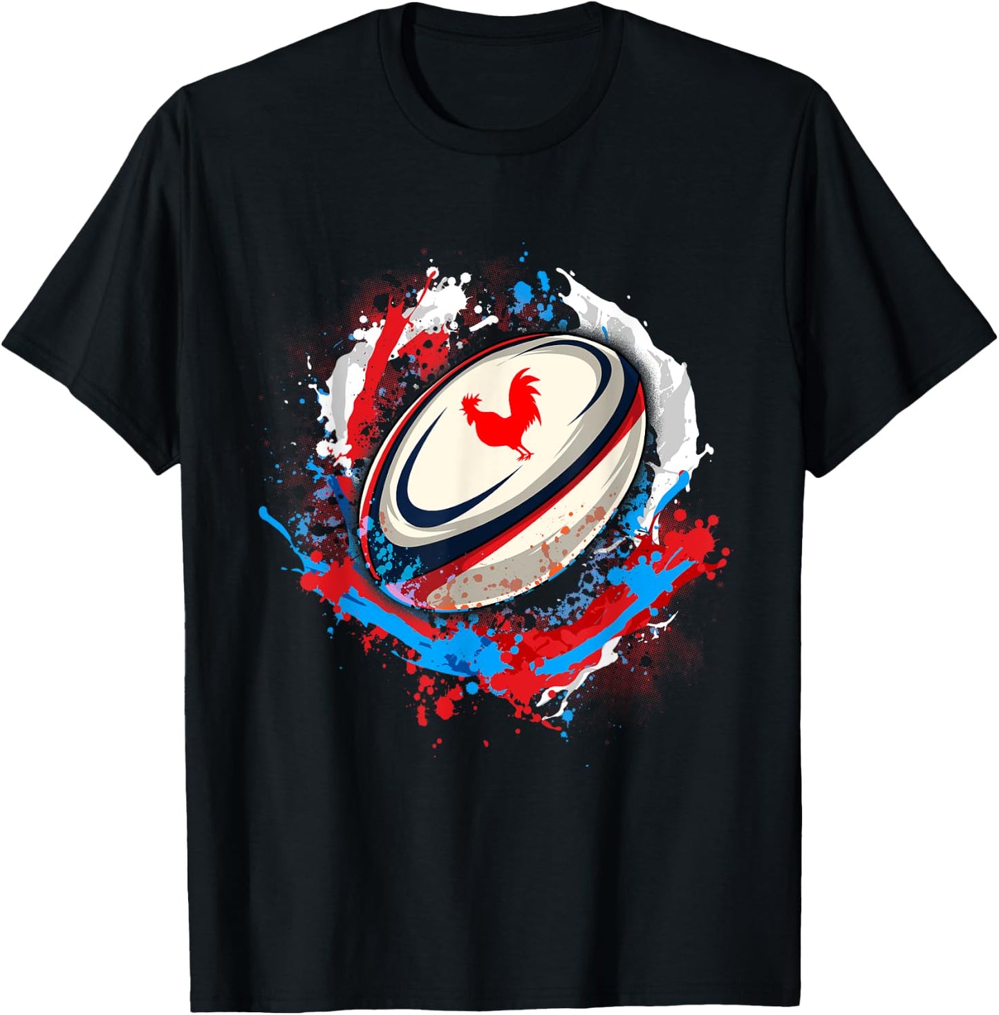 Rugby Shirt Player Child Man Flag Rooster Men Women , Black, S T-Shirt - T-Shirt | Black