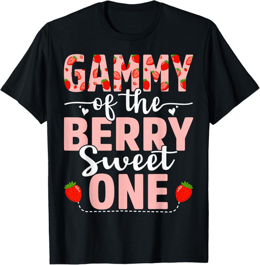 Gammy Of The Berry Sweet One Birthday Strawberry Gammy T-Shirt - T-Shirt | Black