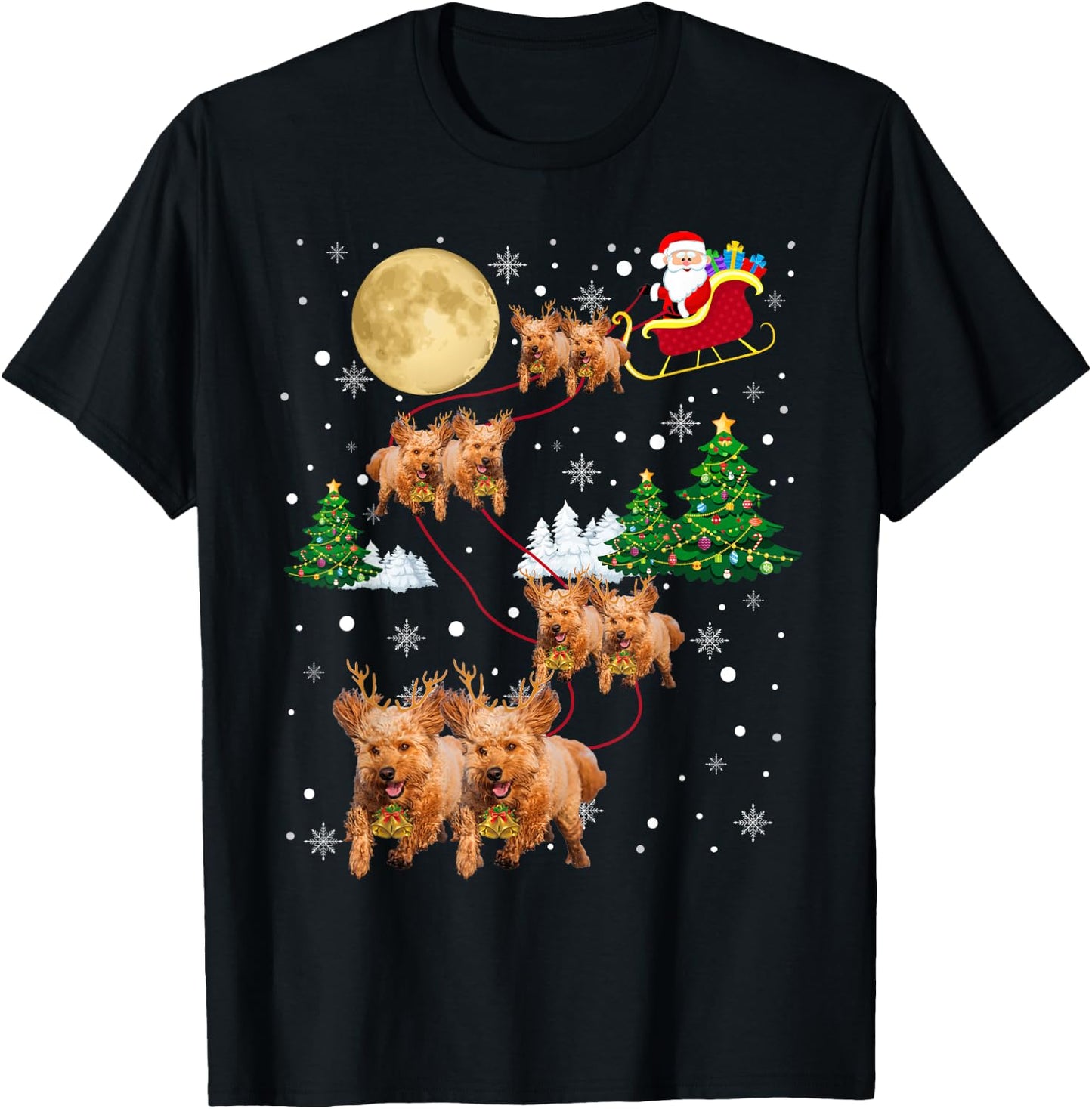 Goldendoodle Dog Tree Christmas Sweater Xmas Pet Dogs Gifts Women Kids T-Shirt - T-Shirt | Black