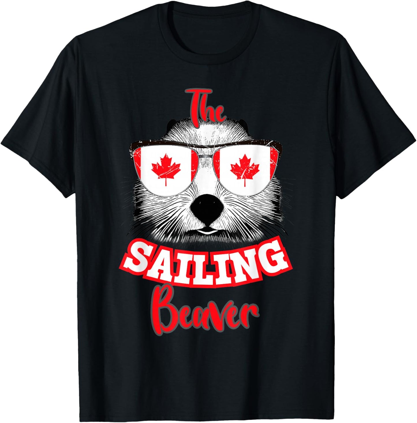 Canadian Flag 1st of July The Sailing Beaver Canada Day T-Shirt - T-Shirt | Black