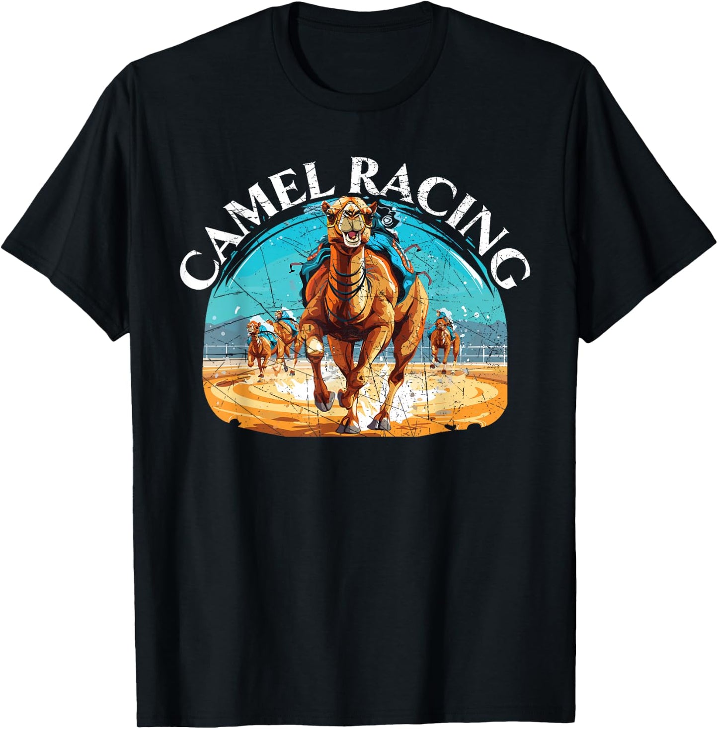 Camel Racing Animal Race Hump Camel Riding Desert Sport T-Shirt - T-Shirt | Black
