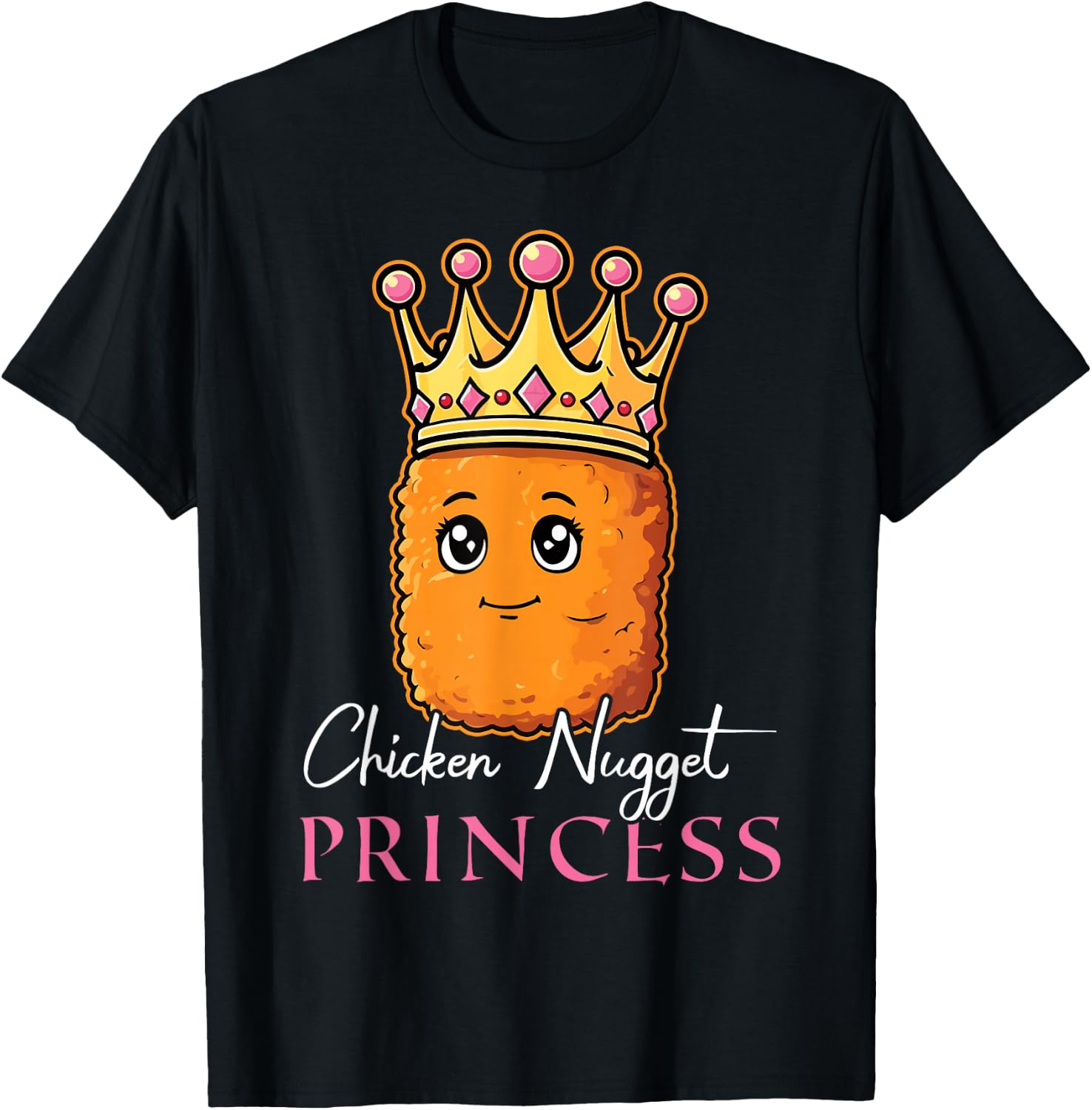 Chicken Nugget Princess Cute Nugget Girl Funny Chicken T-Shirt - T-Shirt | Black