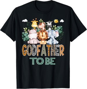 Soon To Be GodFather Jungle Animal Safari Gender Reveal T-Shirt - T-Shirt | Black