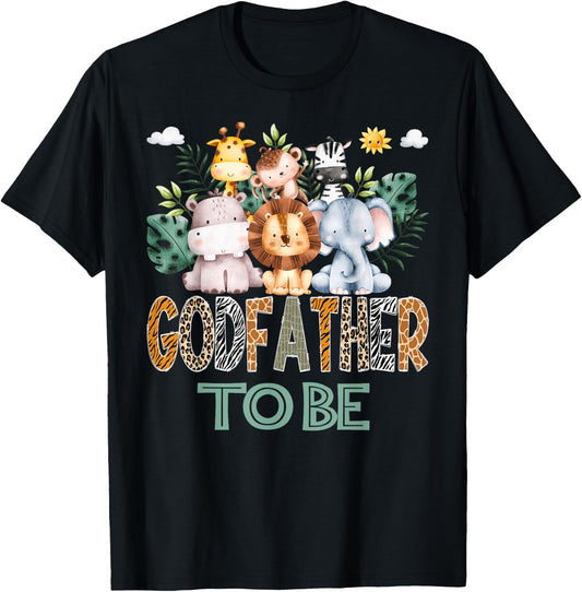 Soon To Be GodFather Jungle Animal Safari Gender Reveal T-Shirt - T-Shirt | Black