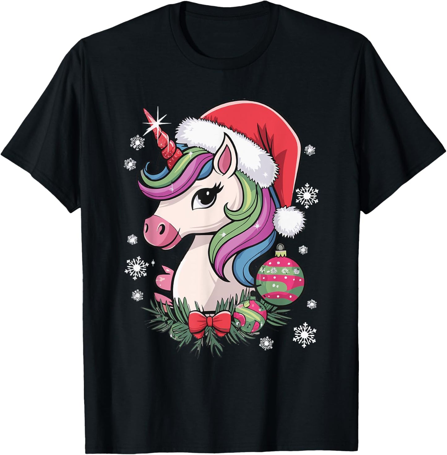 Unicorn Christmas T-Shirt - T-Shirt | Black