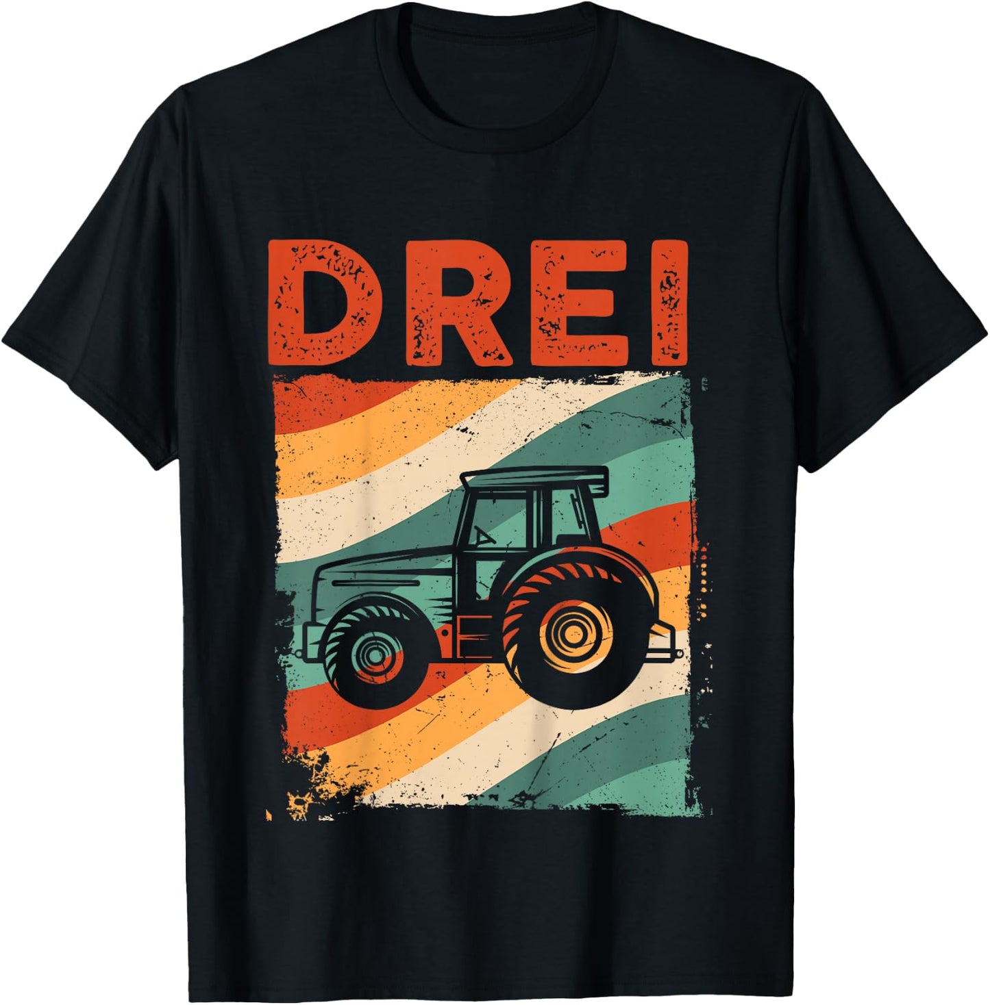 3. Geburtstag Retro Traktor Junge Trecker Bauer Kinder T-Shirt - T-Shirt | Black