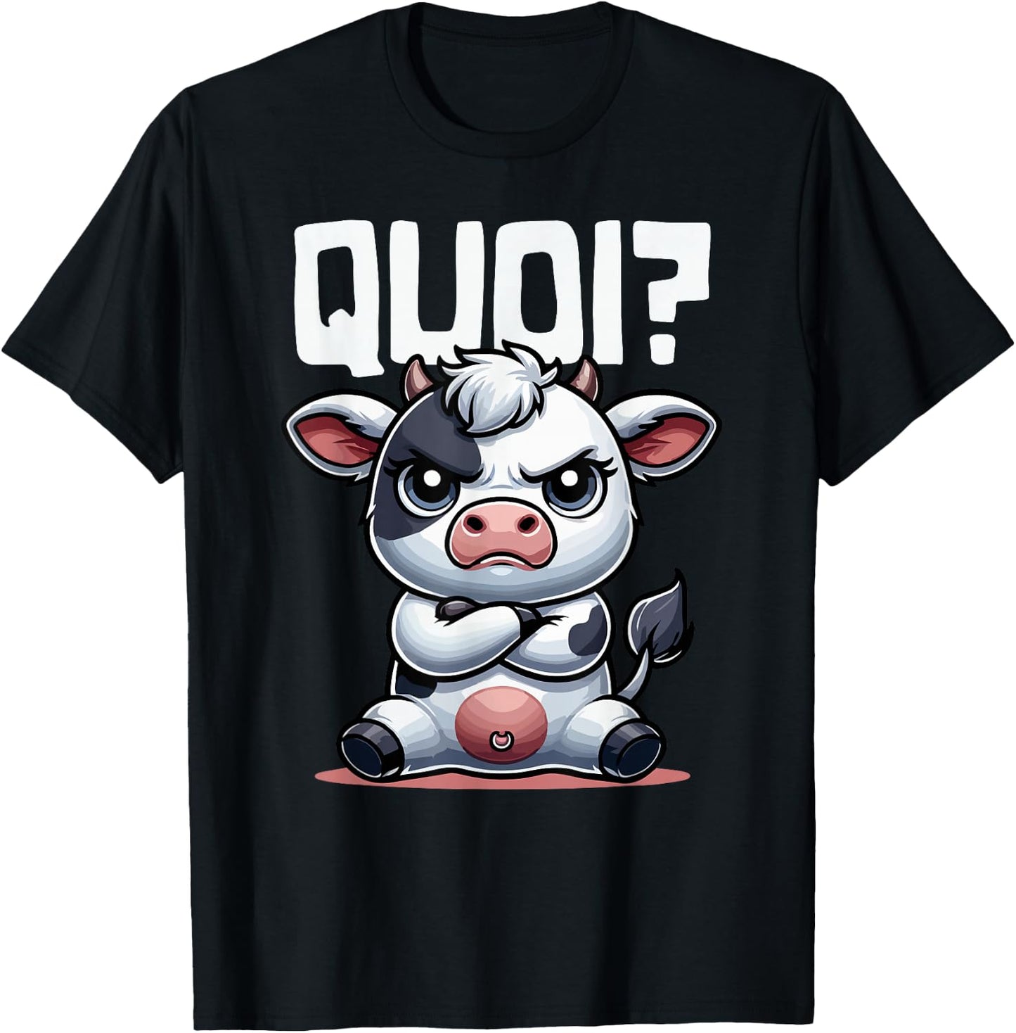 Funny Cow Woman Girl Boy Quoi Idea Cow Pattern , Black, S T-Shirt - T-Shirt | Black