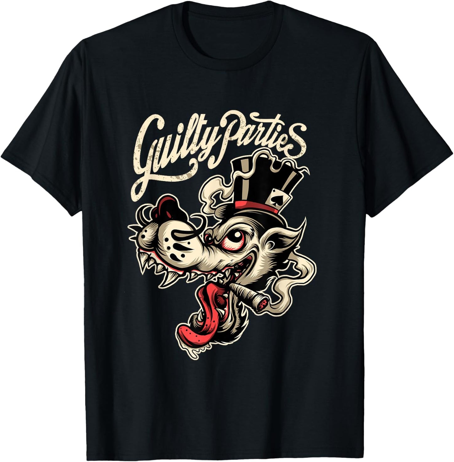 Rockabilly Greaser Wolf Man T-Shirt - T-Shirt | Black