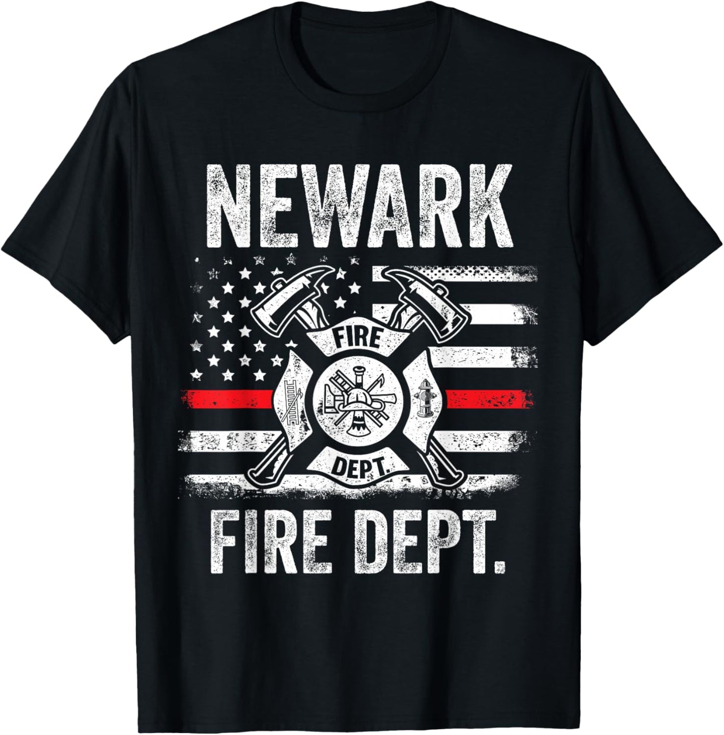 Newark Delaware Fire Department Thin Red Line Fireman T-Shirt - T-Shirt | Black