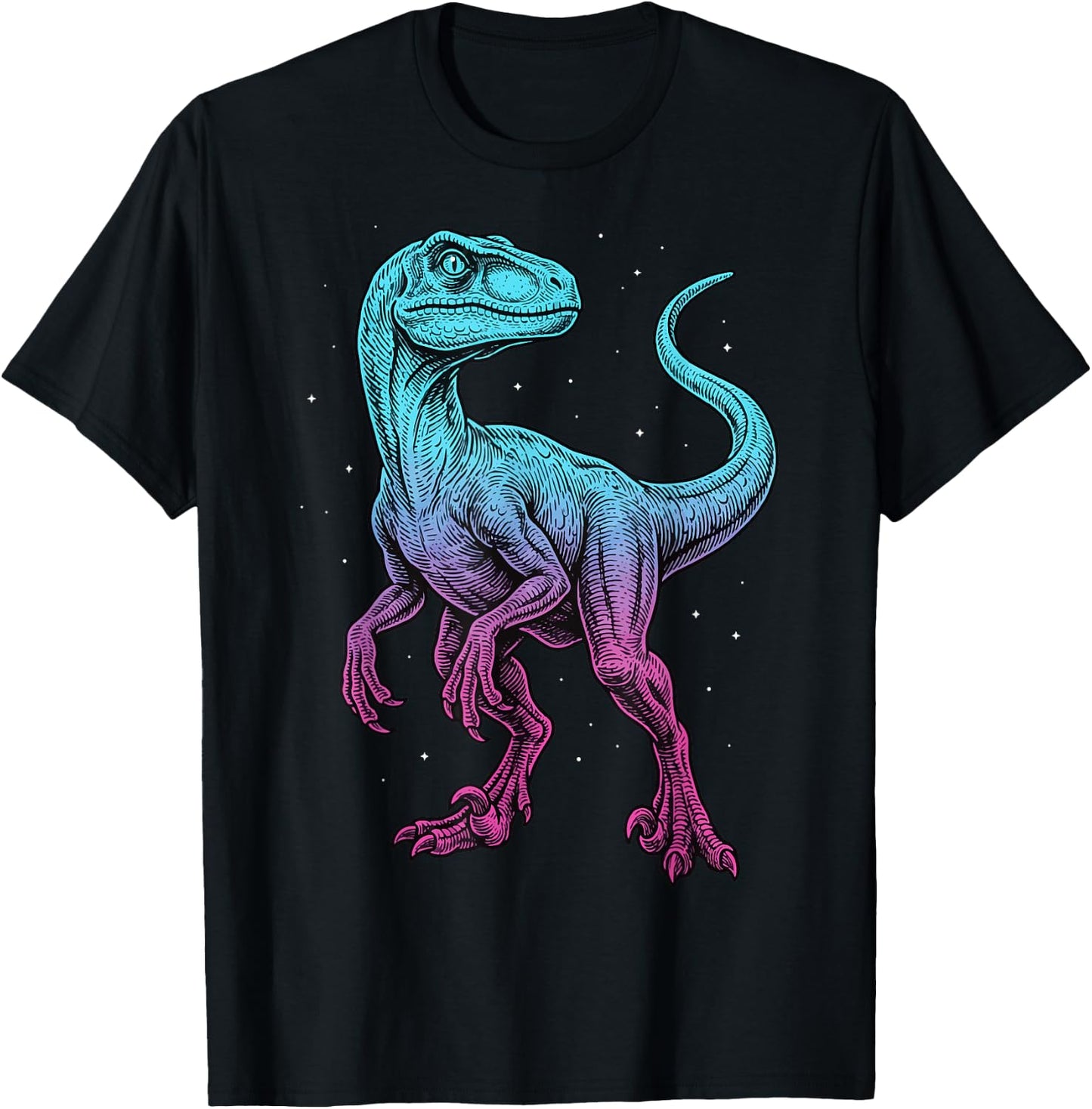 Velociraptor Illustration Dinosaur T-Shirt - T-Shirt | Black