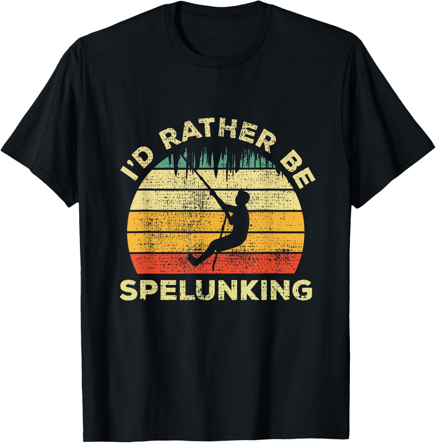 Spelunking Speleology Funny Gift I'd Rather be Spelunking T-Shirt - T-Shirt | Black